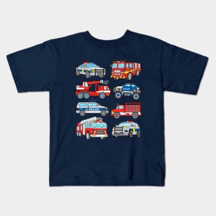 Police Cars and Firetrucks Kids T-Shirt